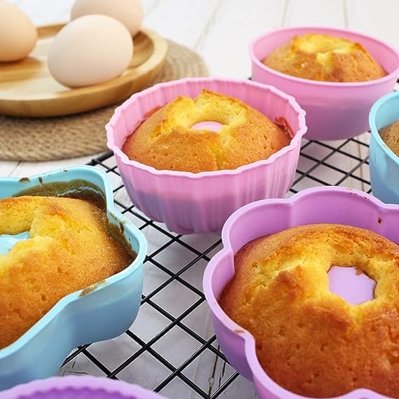 Set Of 6 Silicon Cup Cake Molds, Nonstick Silicone Muffin Cups, Mini Silicone Baking Cake Molds, Reusable Silicone Molds Set Of 6 Silicon Cup Cake Molds, Nonstick Silicone Muffin Cups, Mini Silicone Baking Cake Molds, Reusable Silicone Molds